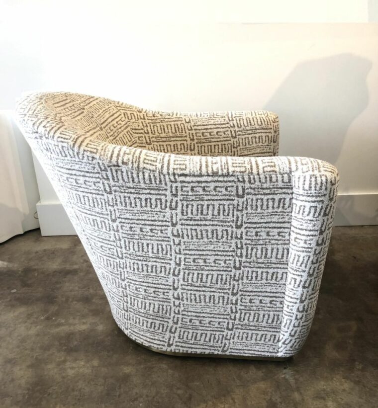 Arlette French Moderne Swivel Chair in Chenille Pattern