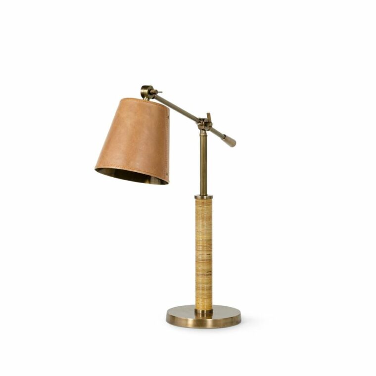 Henry Leather and Rattan Task Lamp