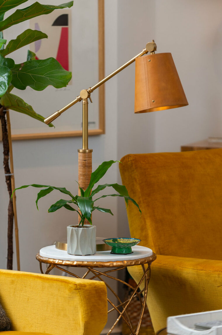 Henry Leather and Rattan Task Lamp