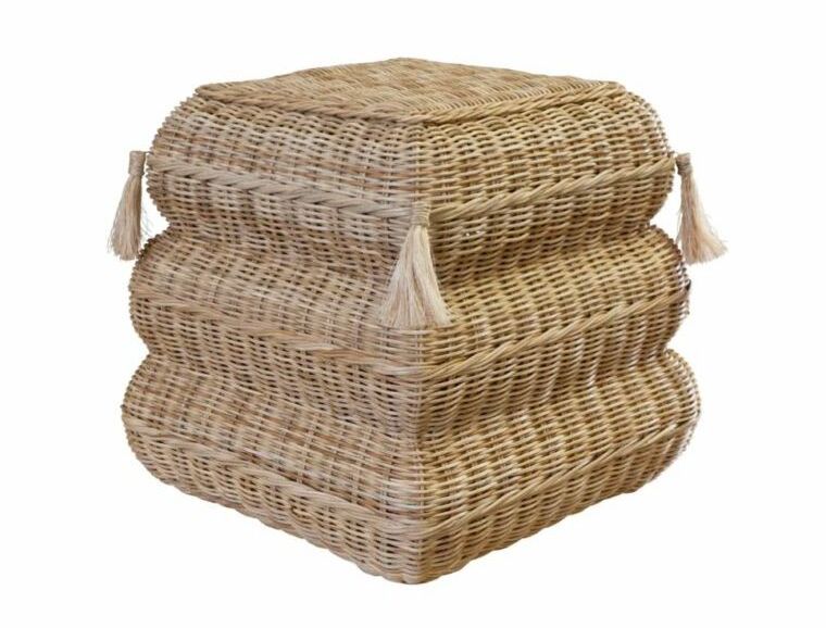 Wicker stool with online storage