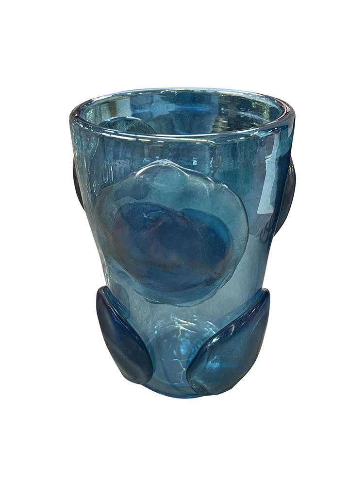 Vintage Large Italian Blue Glass Vase Mecox Gardens