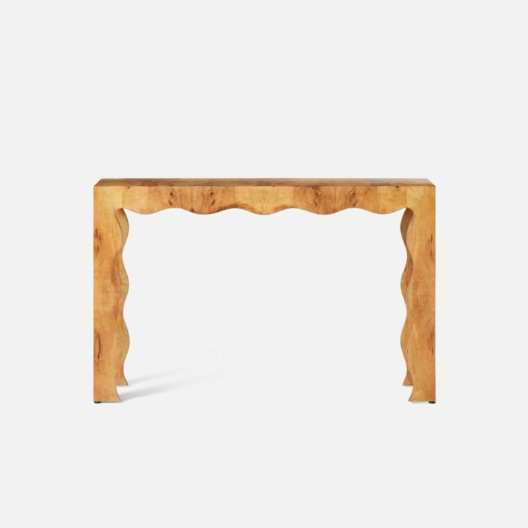 Contemporary Olive Ash Wave Consoles
