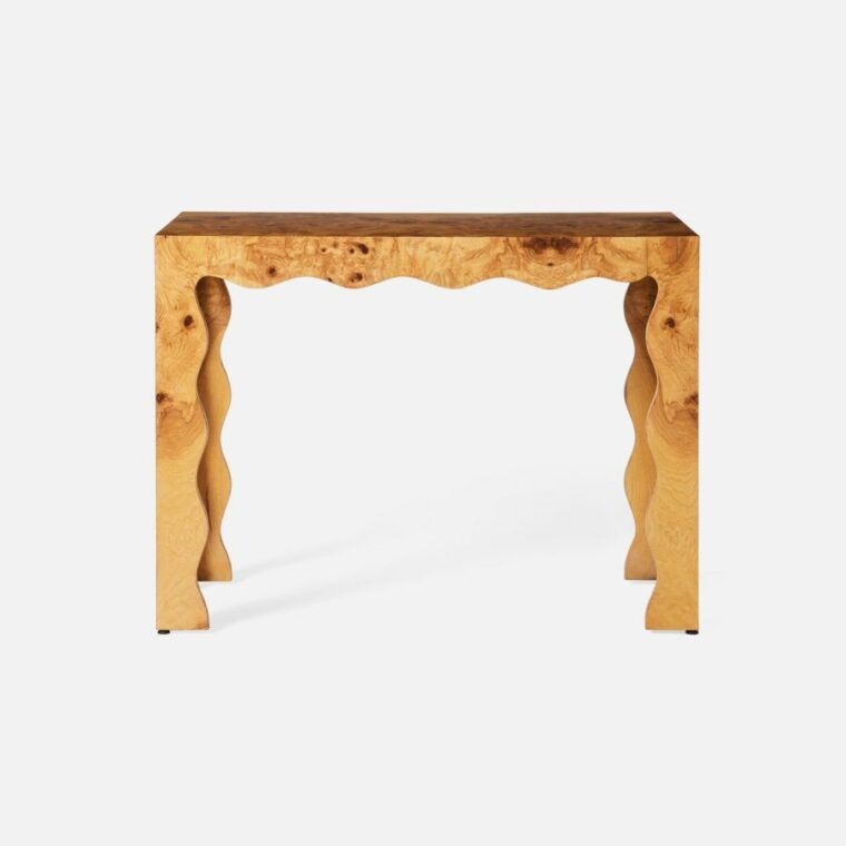 Contemporary Olive Ash Wave Consoles