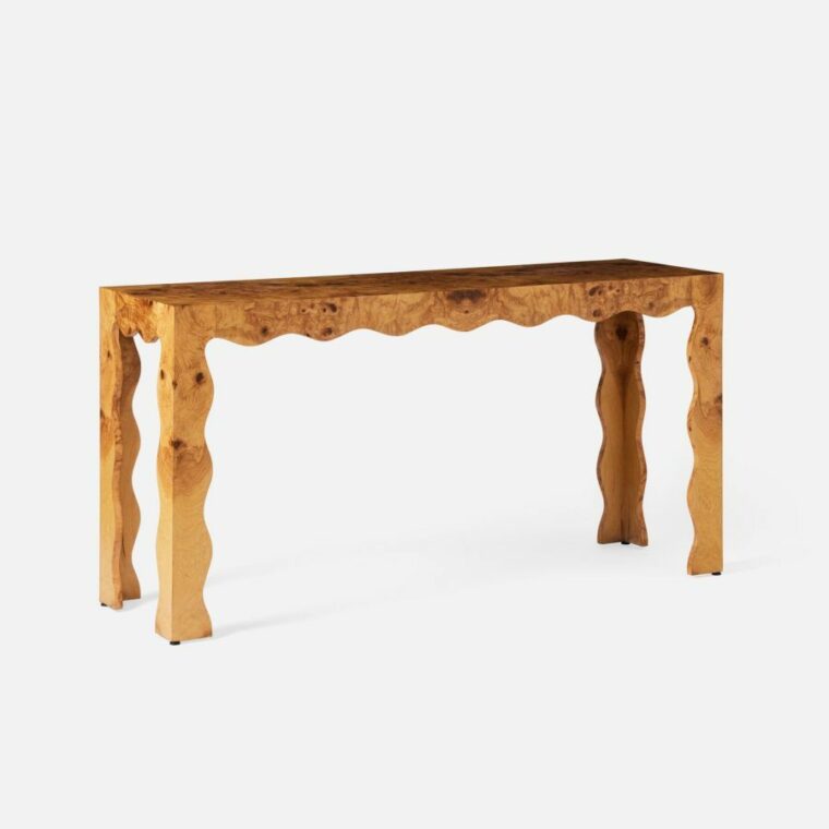 Contemporary Olive Ash Wave Consoles