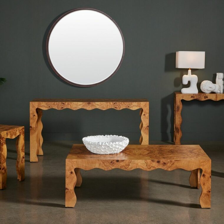 Contemporary Olive Ash Wave Consoles