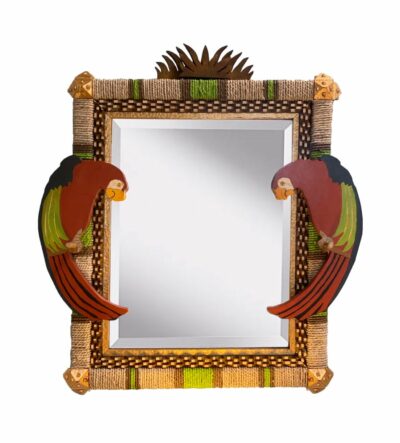 Hand Made Twin Red Parrots Mirror