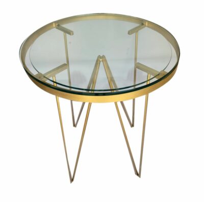 Gold Side Table with Dual Glass Tops