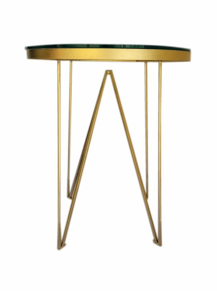 Gold Side Table with Dual Glass Tops