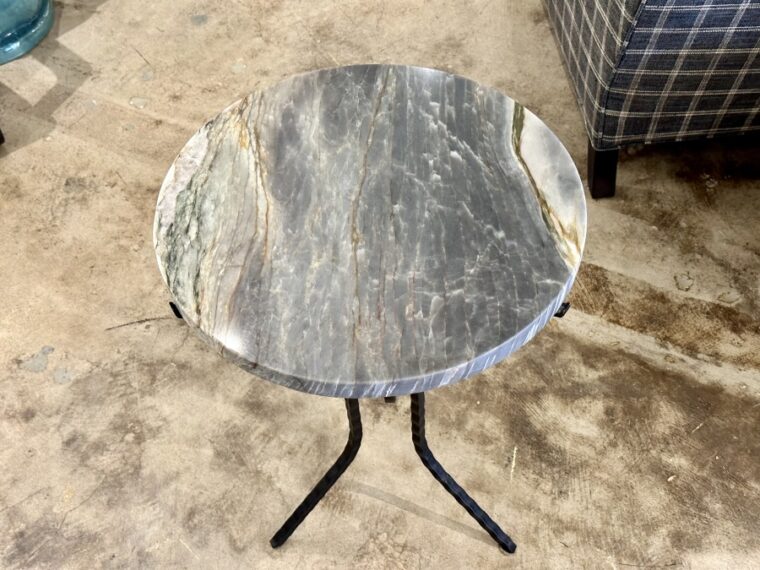 Small Round Stone Top Side Table