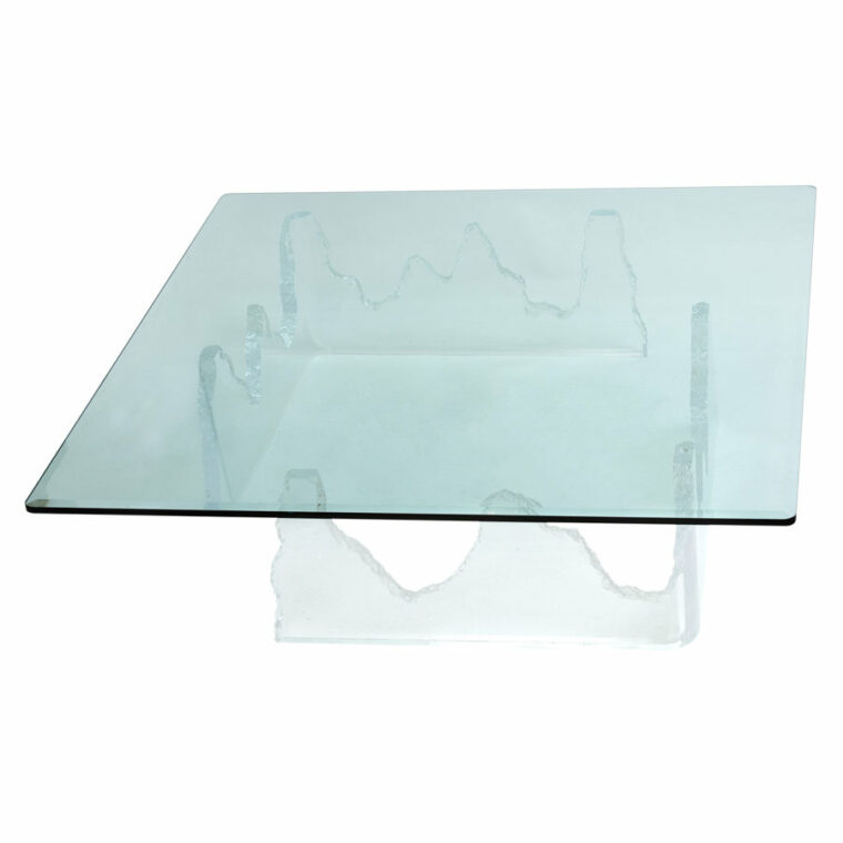 Vintage Lucite Coffee Table with Iceberg Style Base