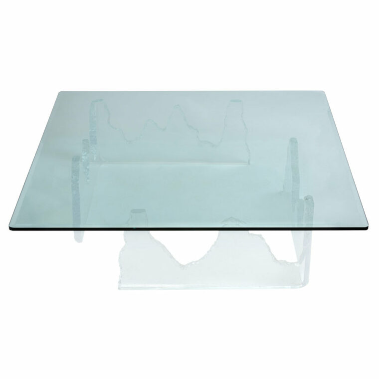 Vintage Lucite Coffee Table with Iceberg Style Base