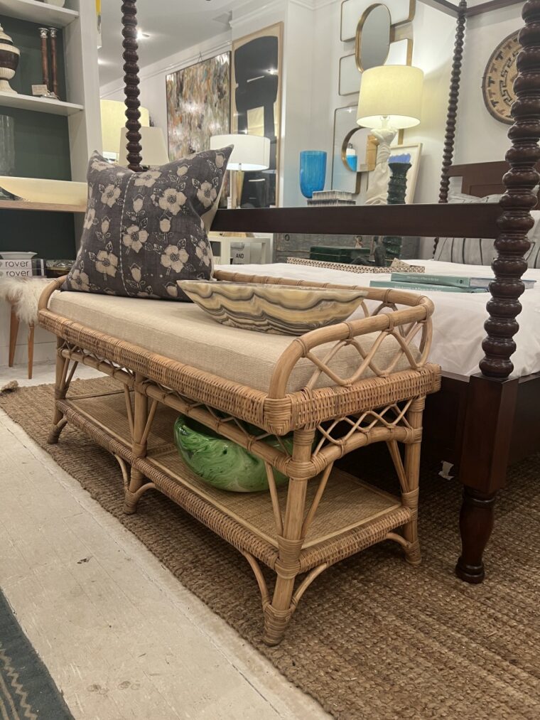 Wavy Lattice Natural Woven Bench