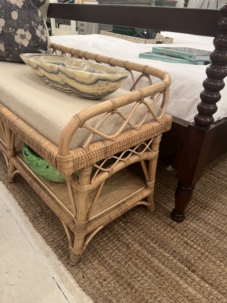 Wavy Lattice Natural Woven Bench