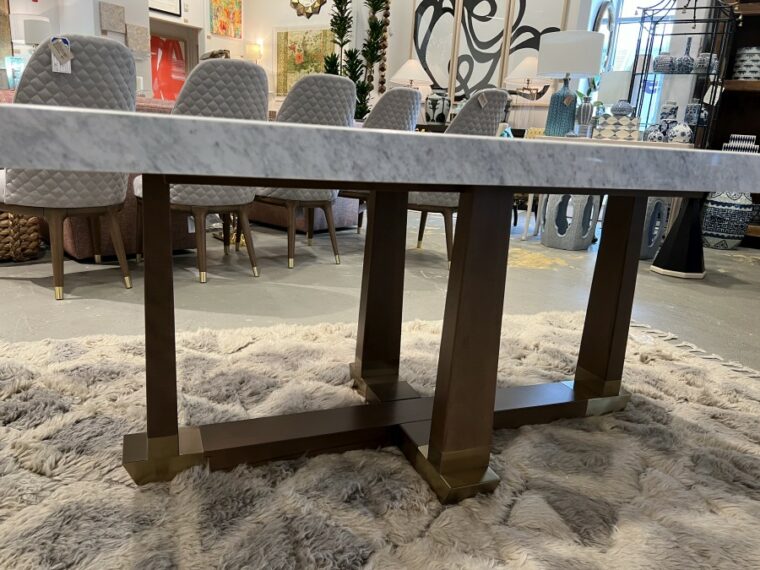 Lucca Marble and Walnut Rectangular Dining Table