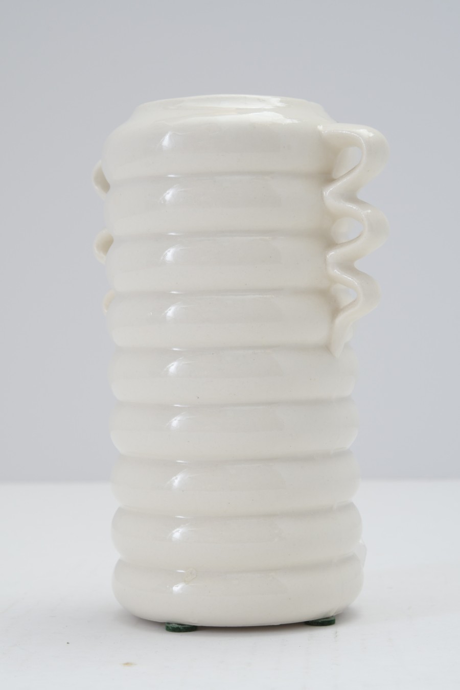 Vintage White Ceramic Japanese Ribbed Vase Mecox Gardens 3036