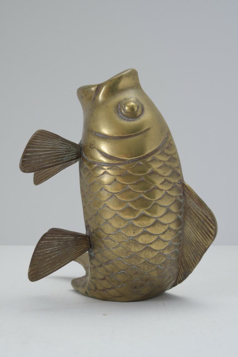 Vintage Brass Koi Fish Vase