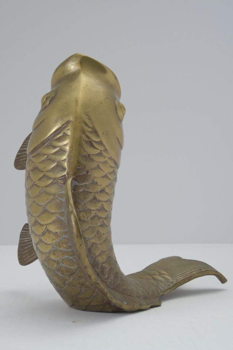 Vintage Brass Koi Fish Vase
