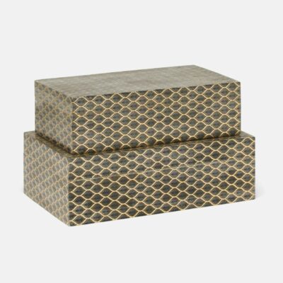 Black and Gold Hexagonal Patterned Boxes