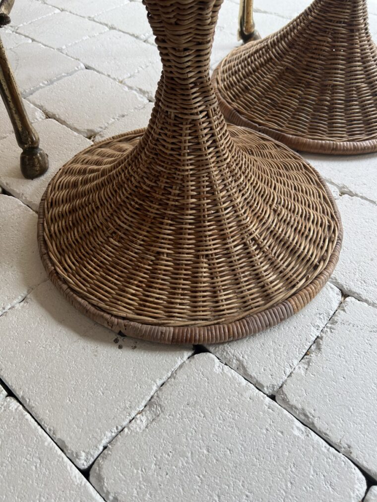 Set of 4 Vintage Petite Rattan Swivel Chairs