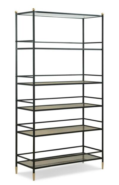 Wrought Iron and Cane Bookcase