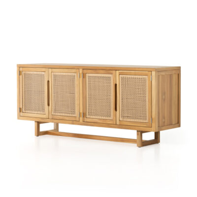 Outdoor Teak and Faux Rattan Buffet