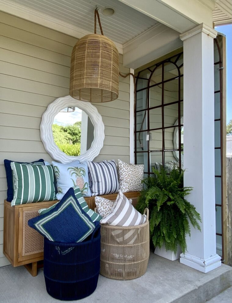 Outdoor Teak and Faux Rattan Buffet