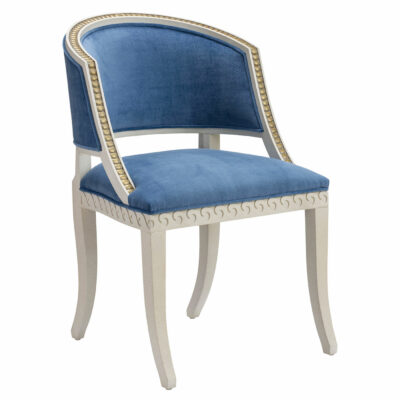 Wave Swedish Side Chair in Blue Velvet