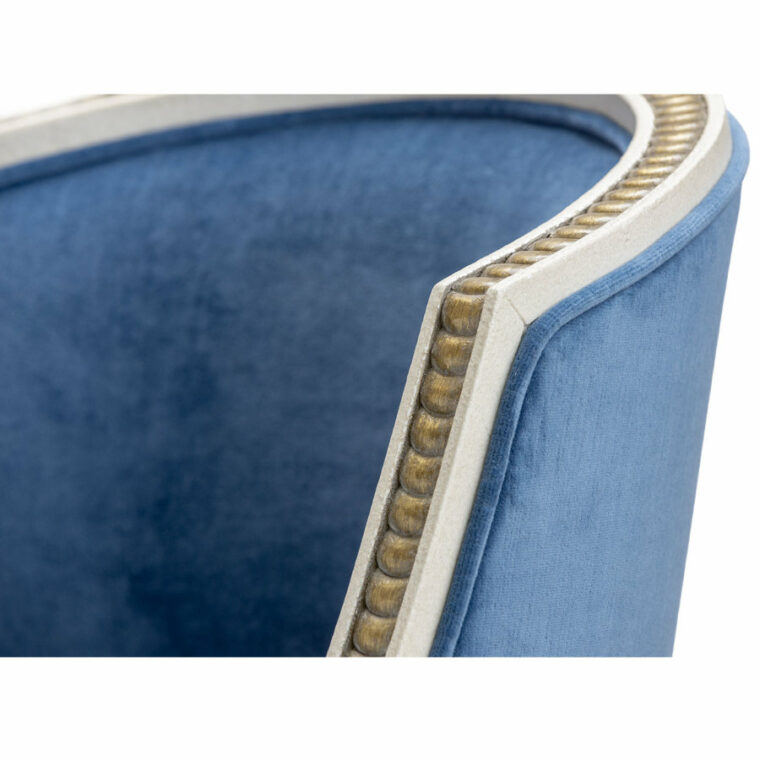Wave Swedish Side Chair in Blue Velvet