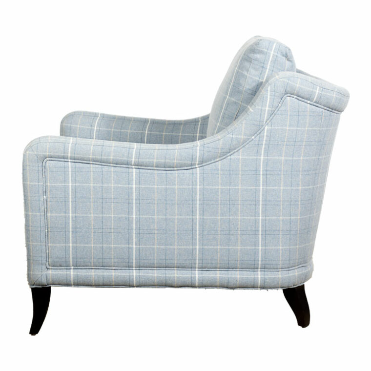 Sloped Arm Chair in Lapis Plaid