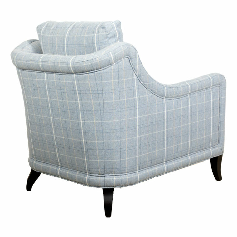 Sloped Arm Chair in Lapis Plaid