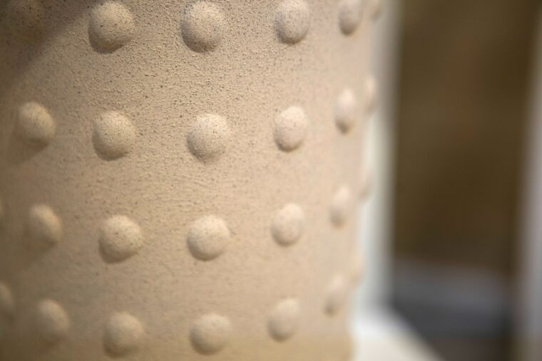 Terracotta Table Lamp with Raised Circles