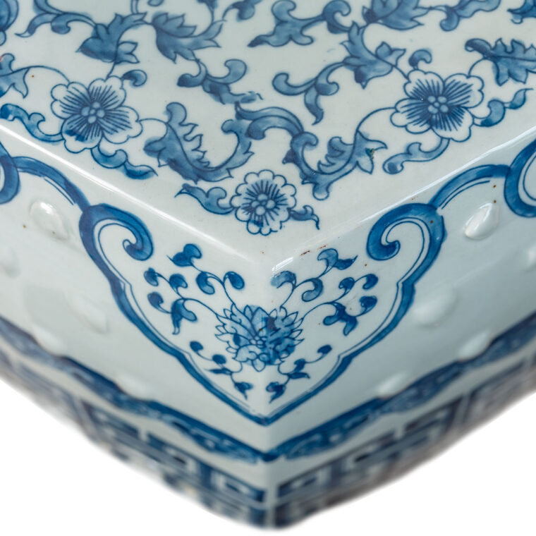 Hexagonal Blue and White Porcelain Garden Stool - Image 5