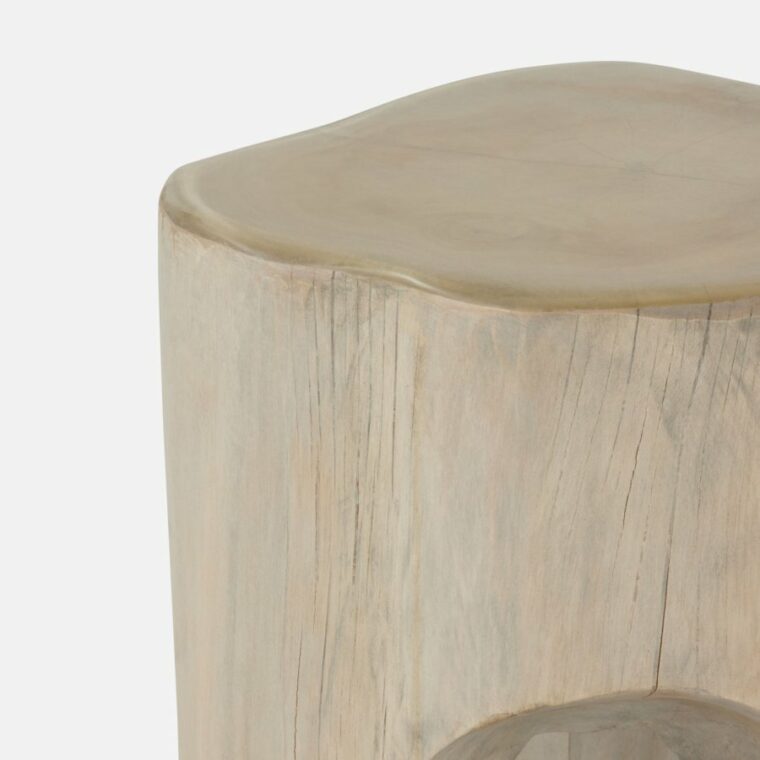 Washed Teak Stool with Resin Top