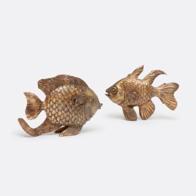 Set of 2 Gold Resin Fish Sculptures