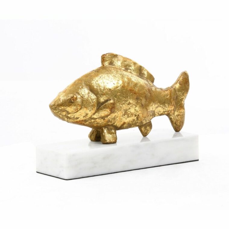 Gold Leaf Carp Fish Statue