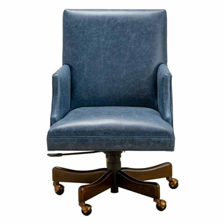 Swivel Desk Chair in Denim Leather
