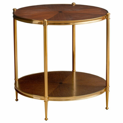 Two Tiered Mahogany and Brass Side Table