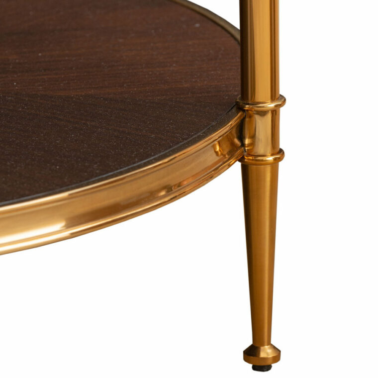 Two Tiered Mahogany and Brass Side Table
