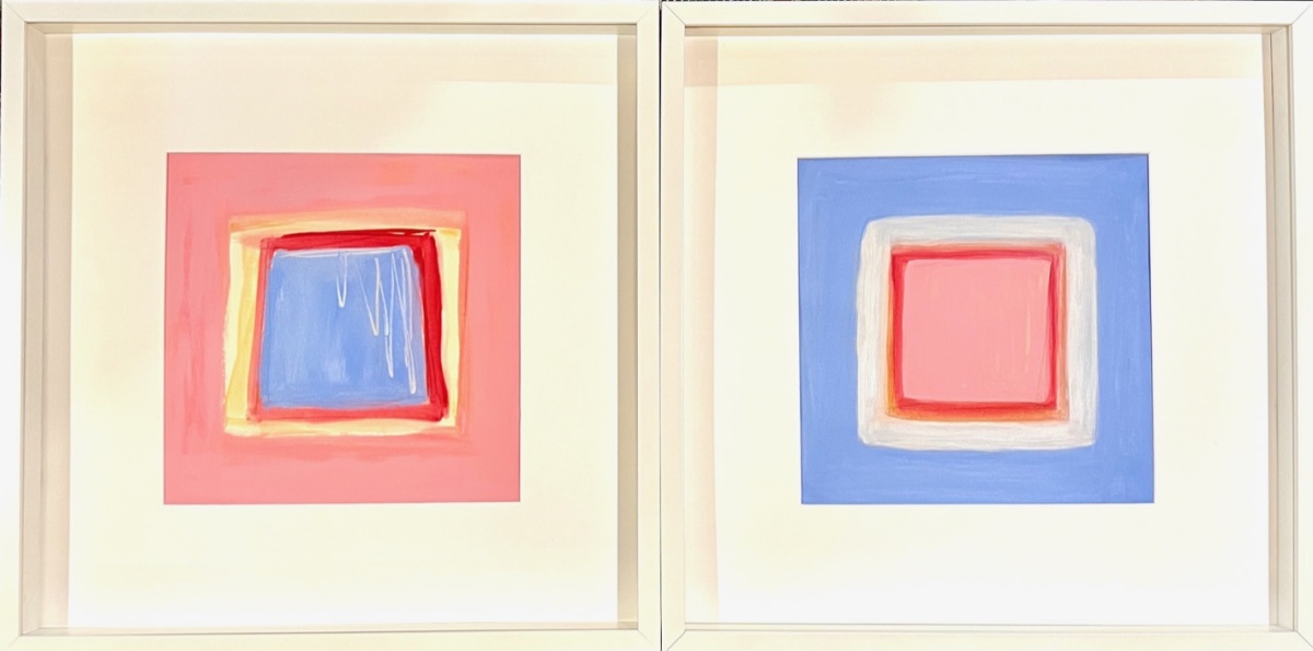 Colorblock Petal, Rouge, French Blue Original Art