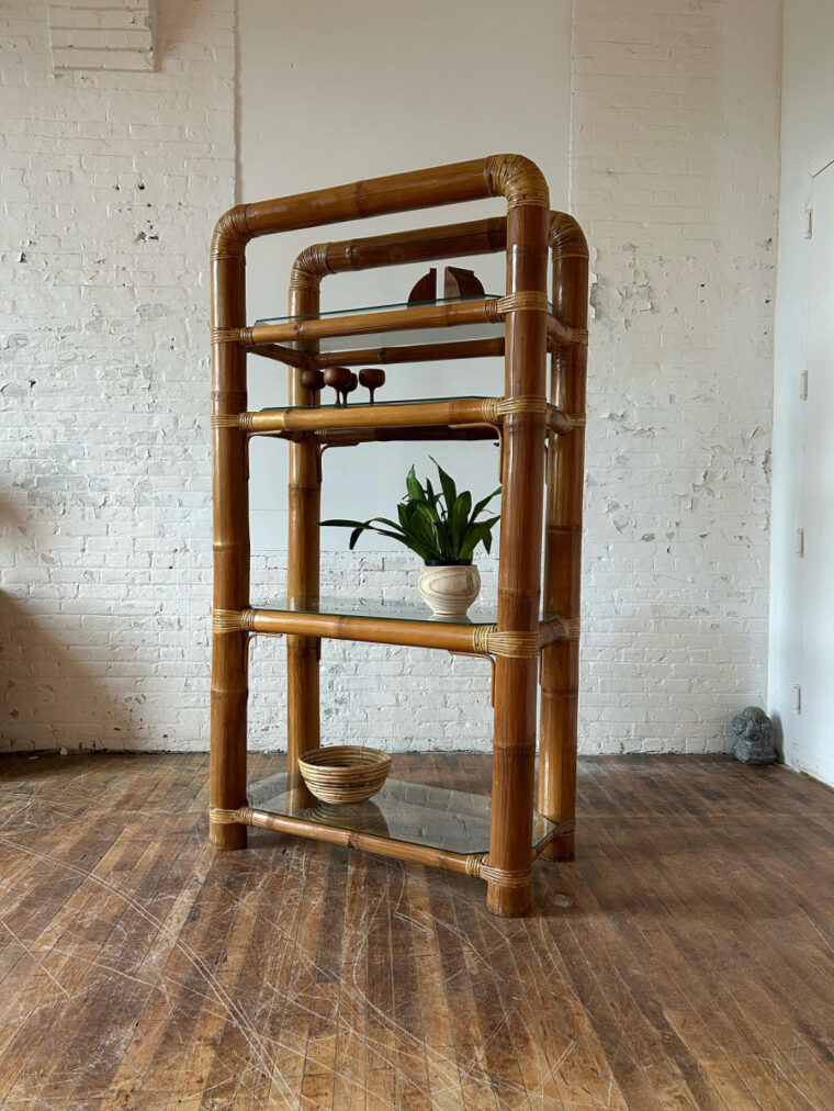 Vintage Bamboo Bookcase