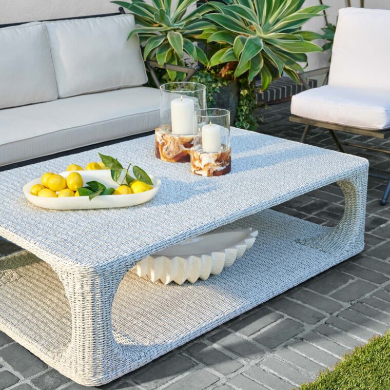 Rectangular Twisted Faux Wicker Coffee Table