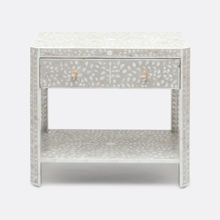 Large Grey Mother of Pearl Nightstand