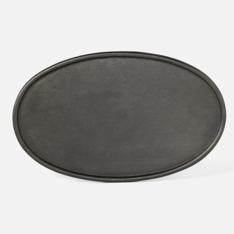 Oval Black Nickel Aluminum Side Table