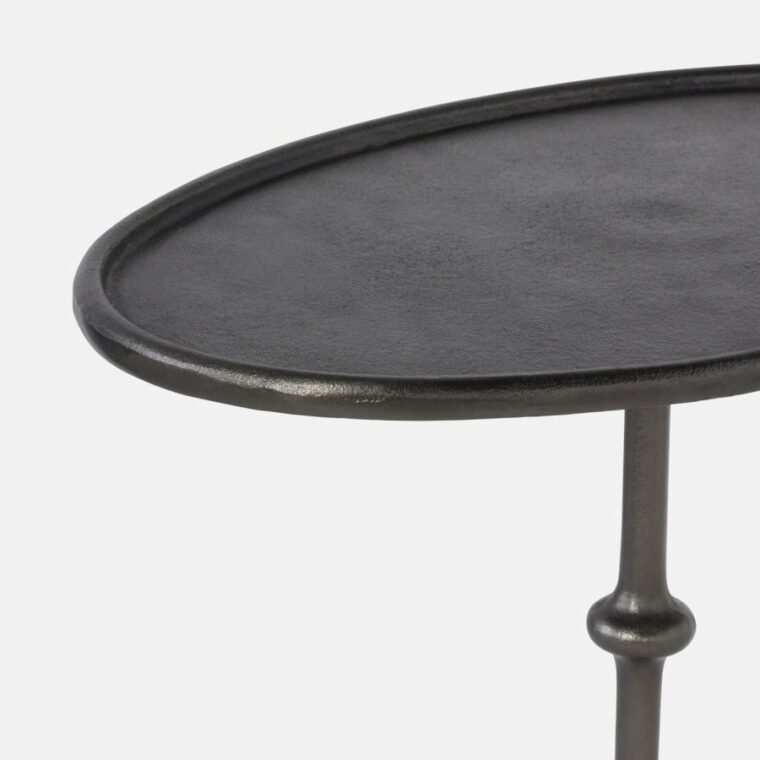 Oval Black Nickel Aluminum Side Table