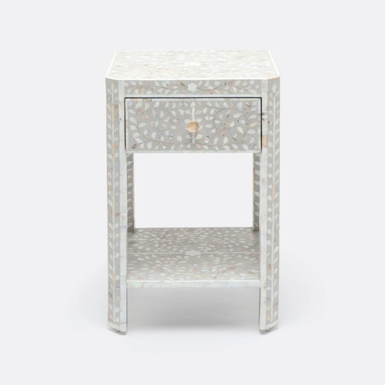 Small Grey Mother of Pearl Nightstand