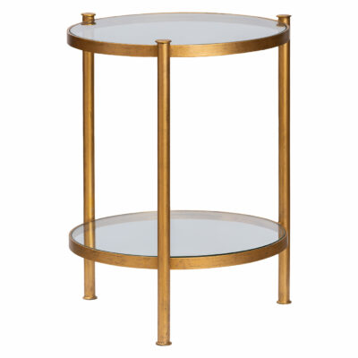 Tiered Antiqued Gold Iron Side Table
