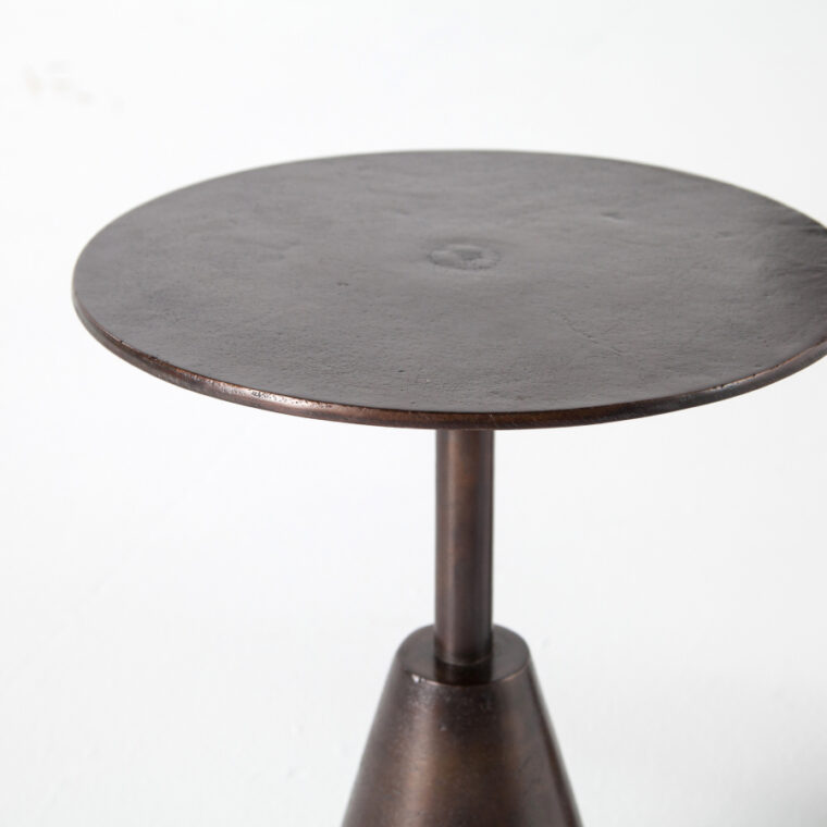 Outdoor Set of Round Antiqued Rust Side Tables