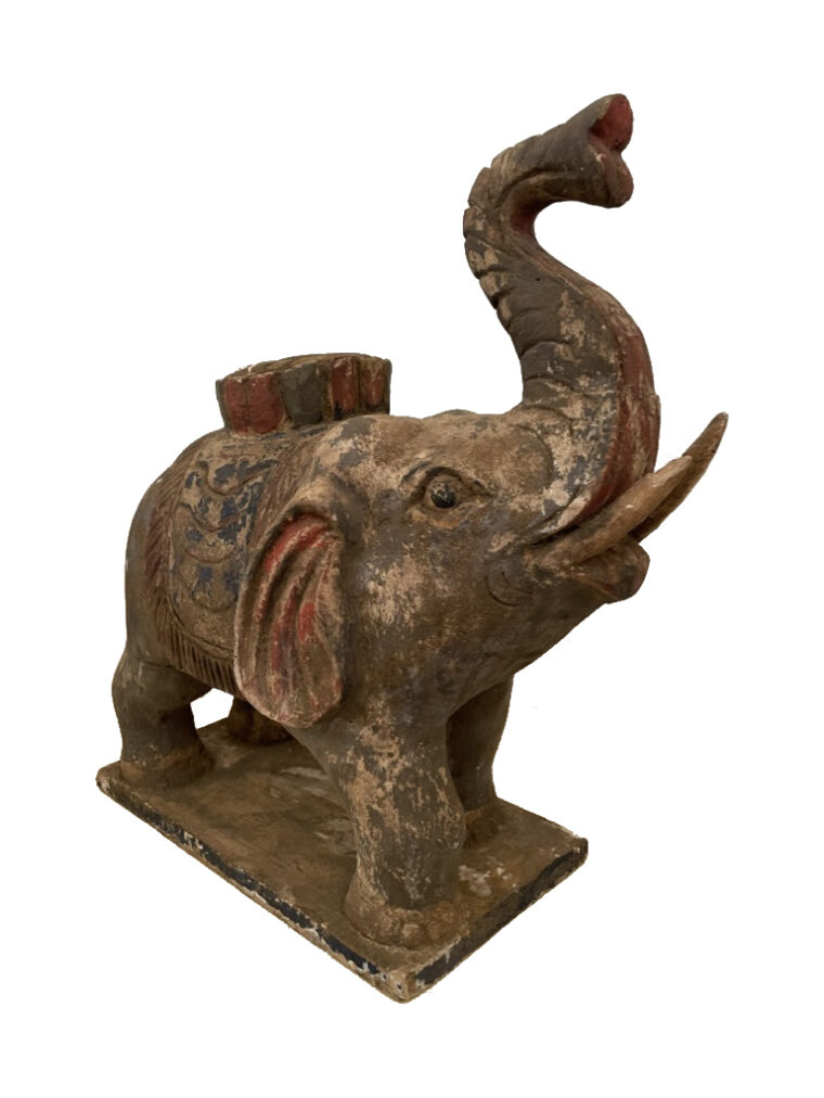 Vintage Carved Wood Elephant