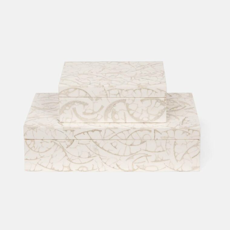 White Natural Bone and Resin Boxes