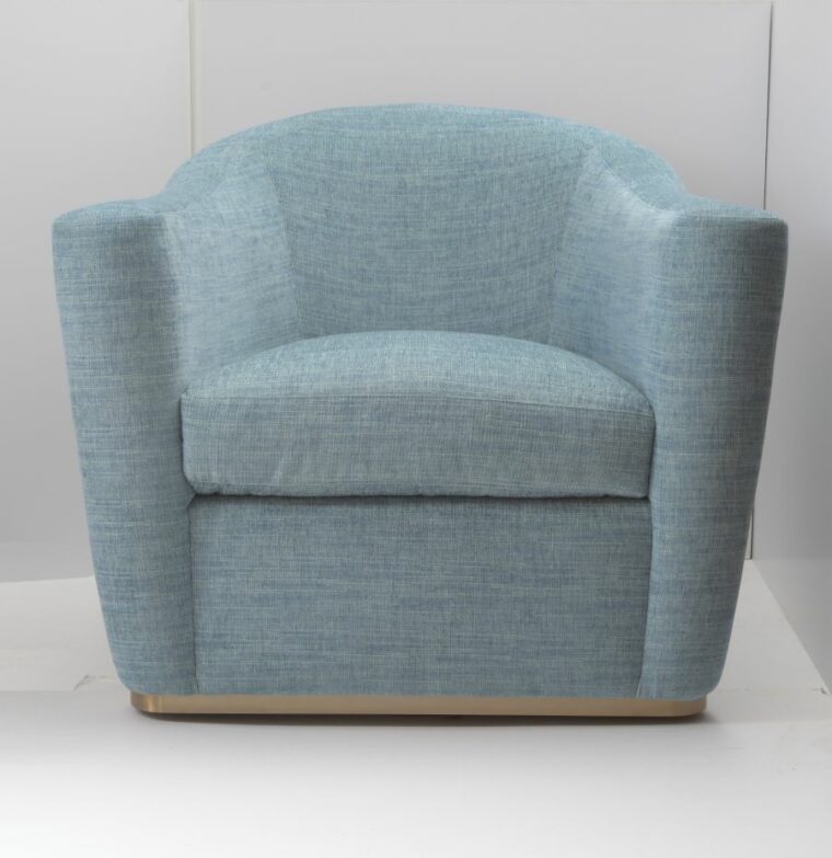 Arlette French Moderne Swivel Chair in Island Blue